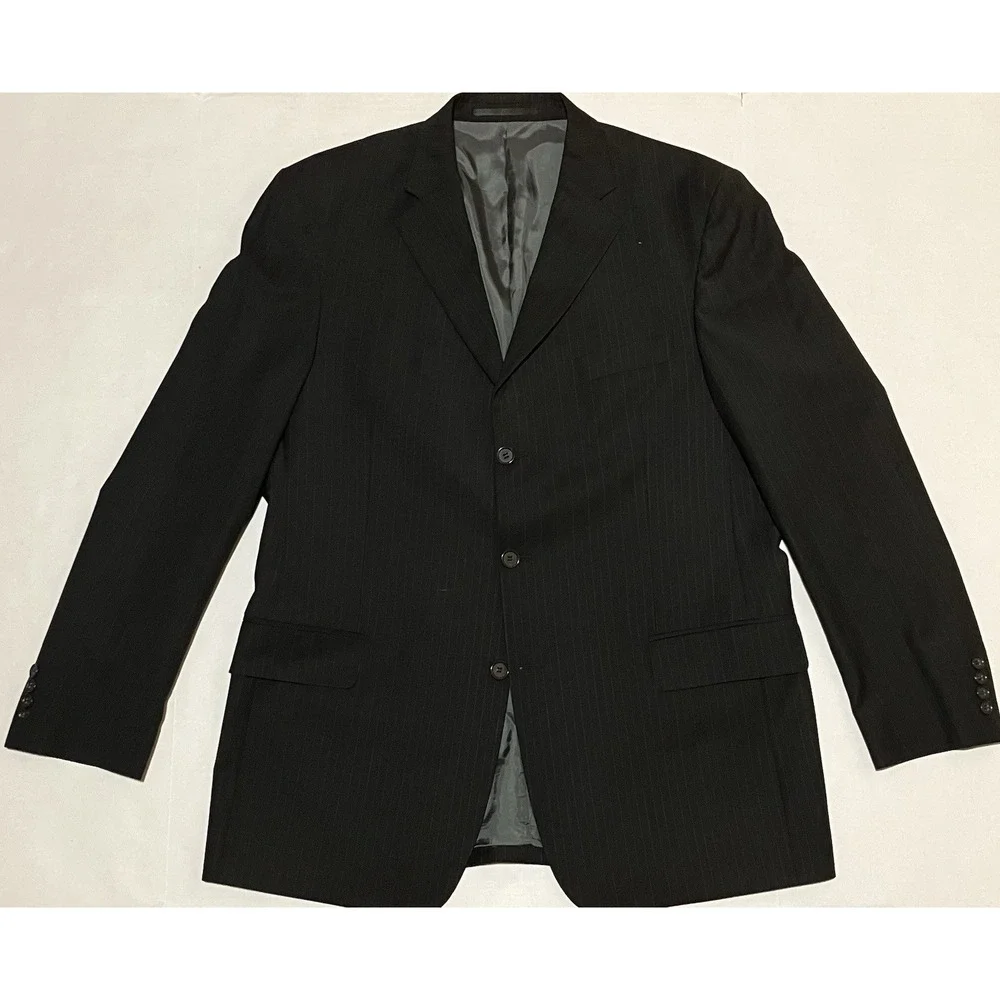 Westbury Mens Size 54 Black Striped Wool Blend Blazer Jacket 3 Button Sport